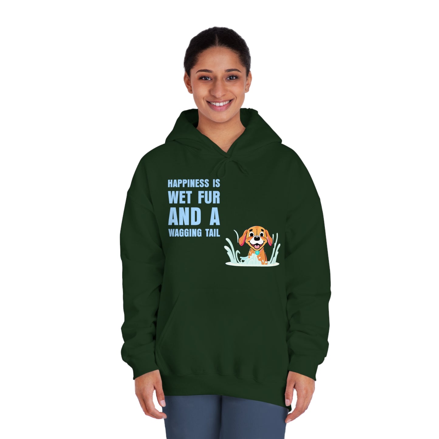 HAPPINESS IS WET FUR AND WAGGING TAILS - Unisex DryBlend® Hooded Sweatshirt