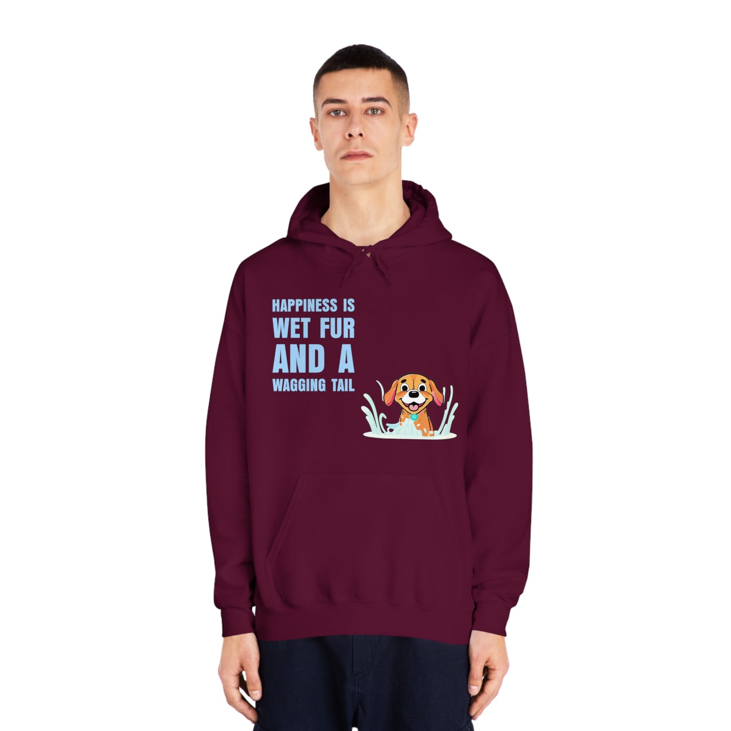 HAPPINESS IS WET FUR AND WAGGING TAILS - Unisex DryBlend® Hooded Sweatshirt