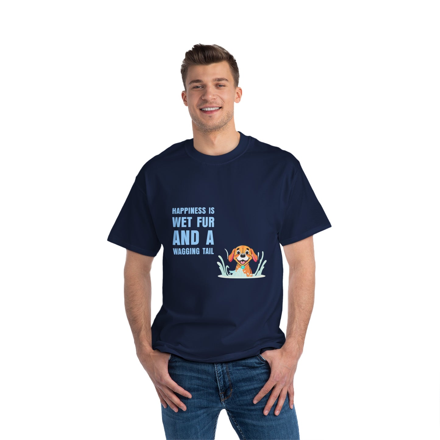 HAPPINESS IS WET FUR AND WAGGING TAILS  - Beefy-T®  Short-Sleeve T-Shirt