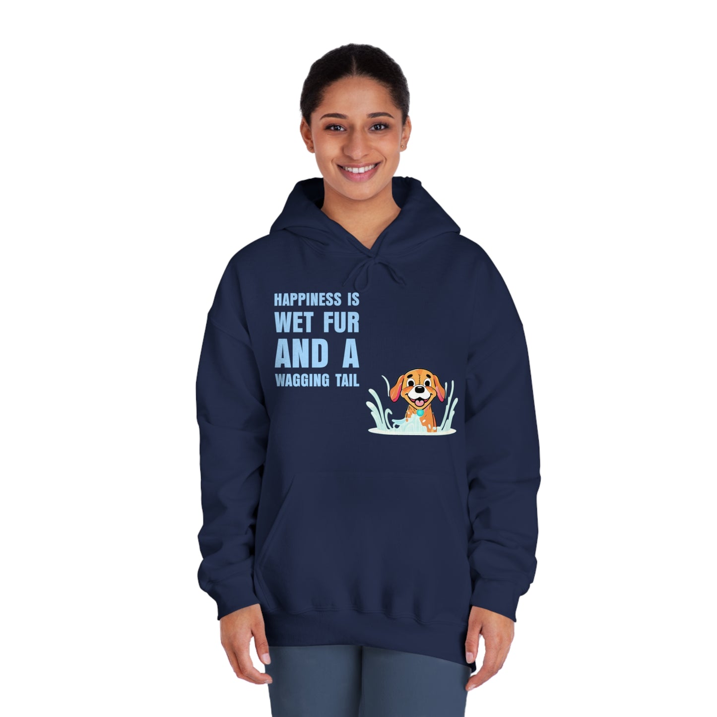 HAPPINESS IS WET FUR AND WAGGING TAILS - Unisex DryBlend® Hooded Sweatshirt