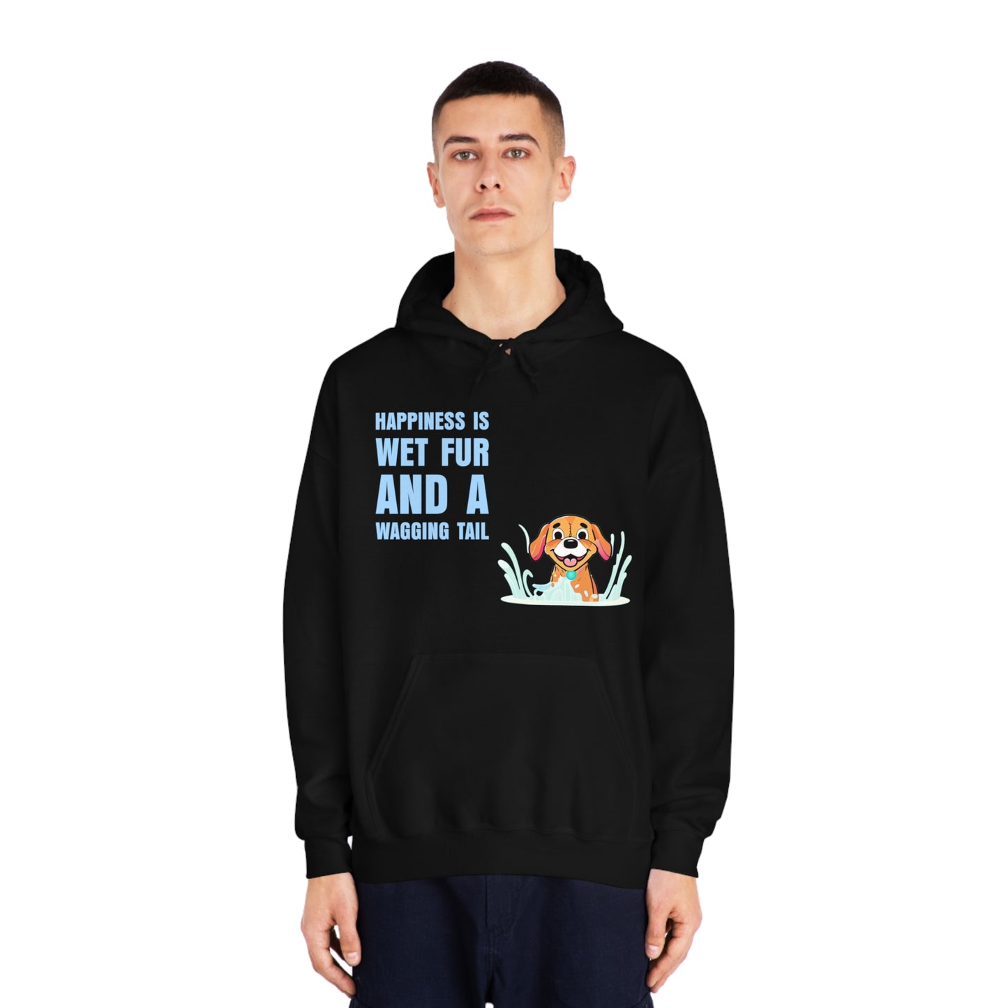 HAPPINESS IS WET FUR AND WAGGING TAILS - Unisex DryBlend® Hooded Sweatshirt