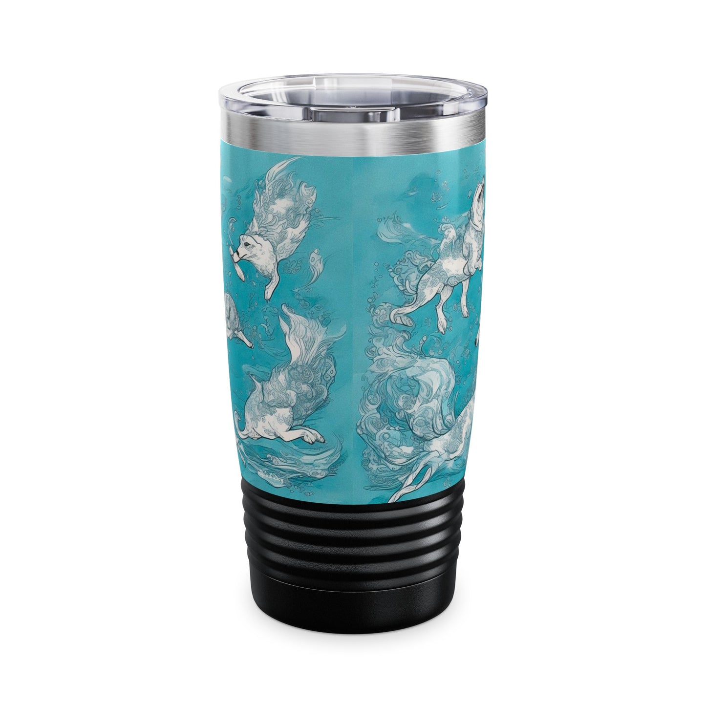 HAPPINESS IS WET FUR AND WAGGING TAILS - Ringneck Tumbler, 20oz
