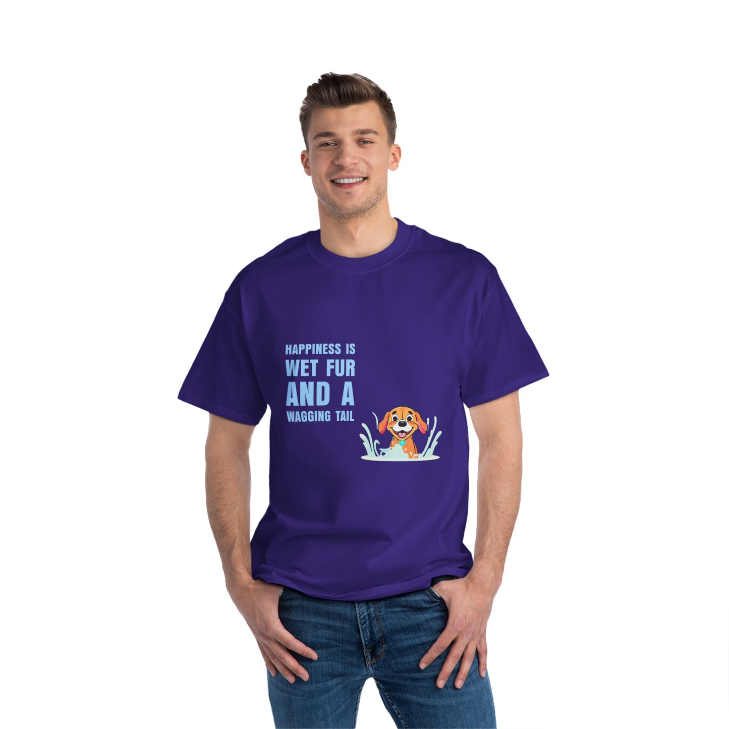 HAPPINESS IS WET FUR AND WAGGING TAILS  - Beefy-T®  Short-Sleeve T-Shirt