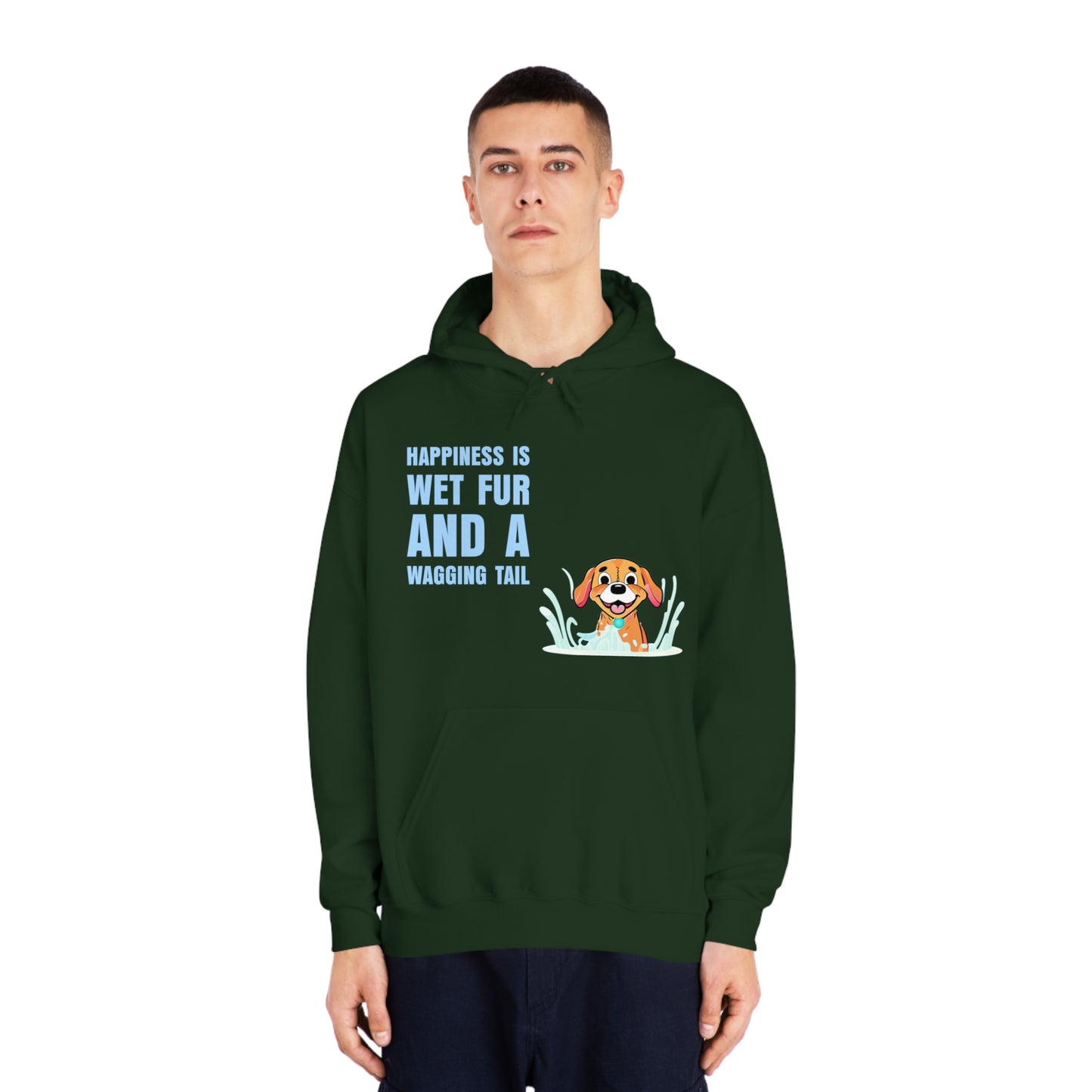 HAPPINESS IS WET FUR AND WAGGING TAILS - Unisex DryBlend® Hooded Sweatshirt