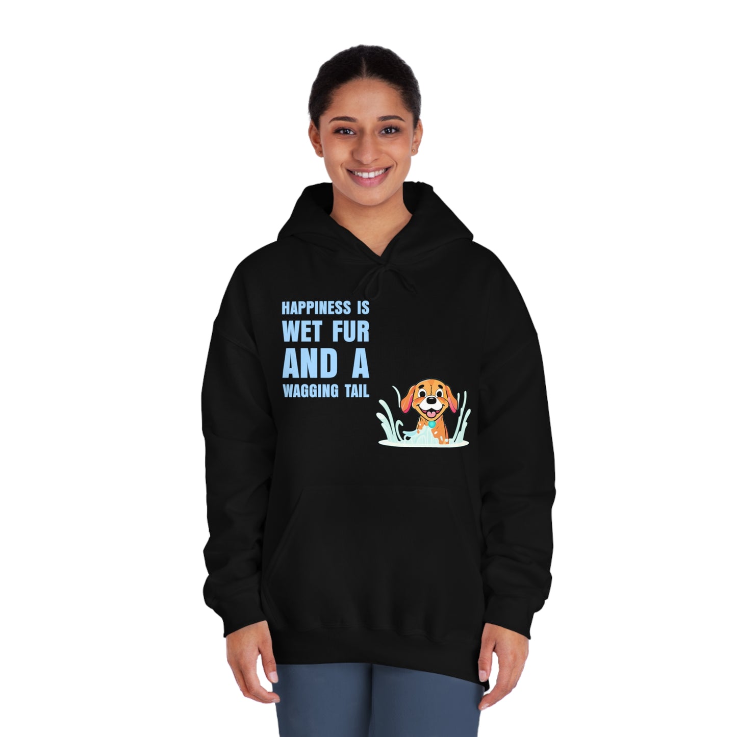 HAPPINESS IS WET FUR AND WAGGING TAILS - Unisex DryBlend® Hooded Sweatshirt