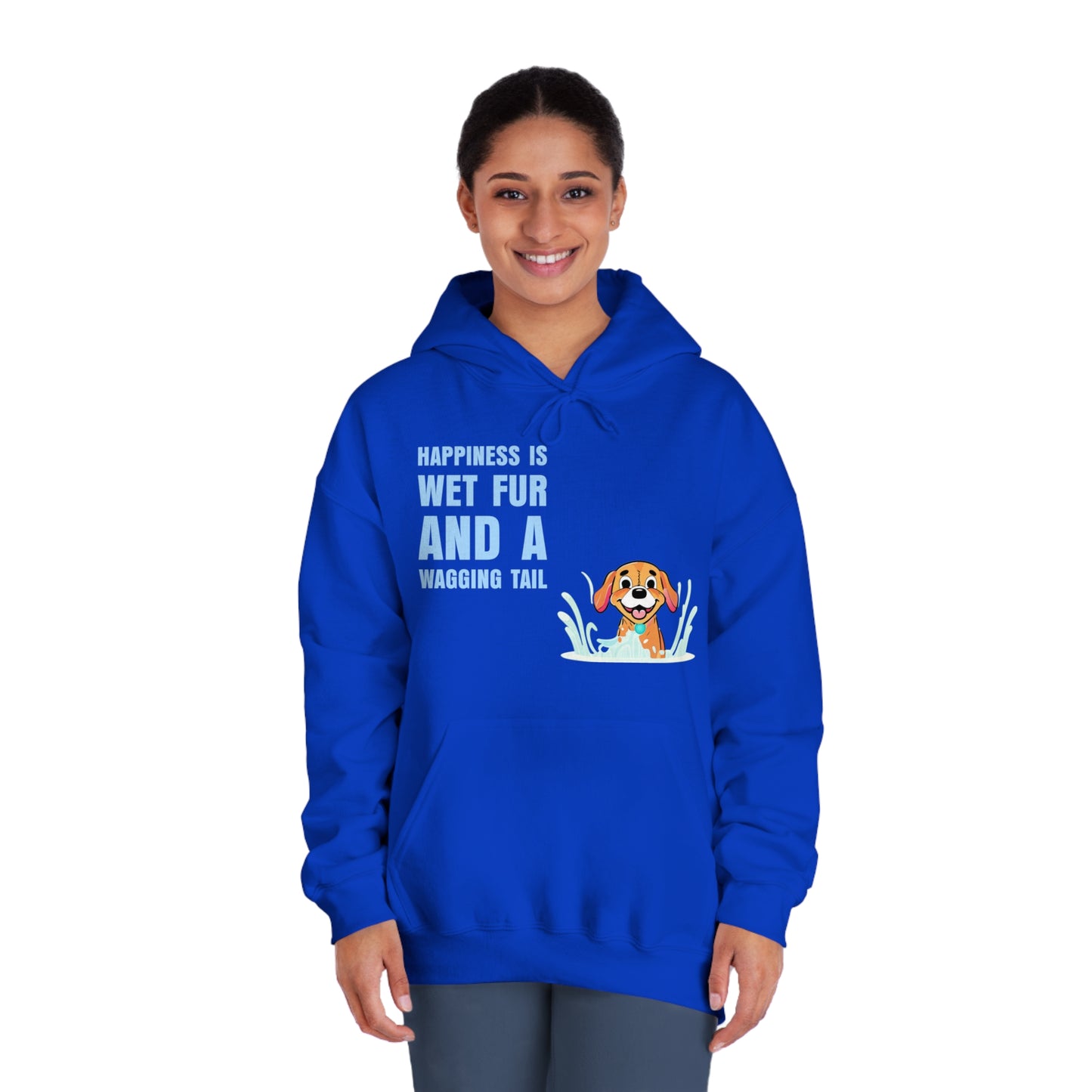 HAPPINESS IS WET FUR AND WAGGING TAILS - Unisex DryBlend® Hooded Sweatshirt