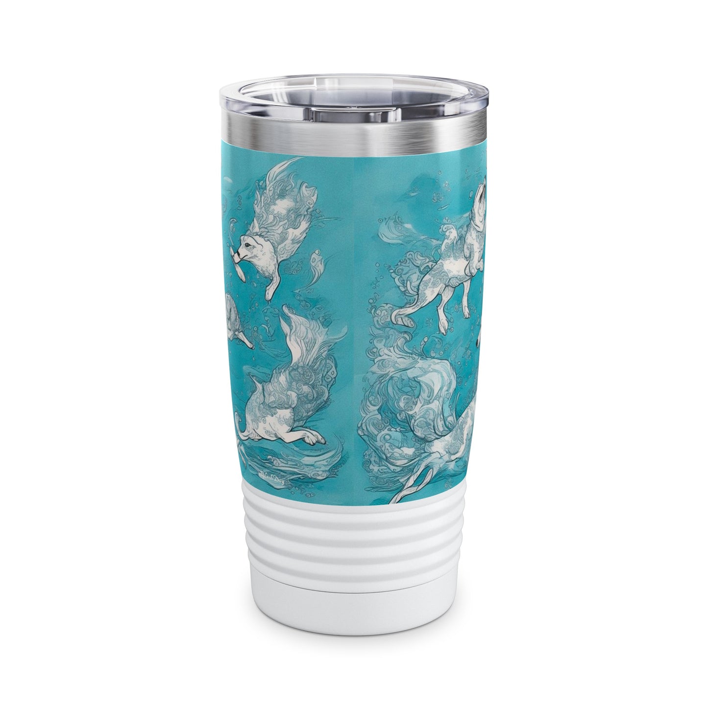 HAPPINESS IS WET FUR AND WAGGING TAILS - Ringneck Tumbler, 20oz