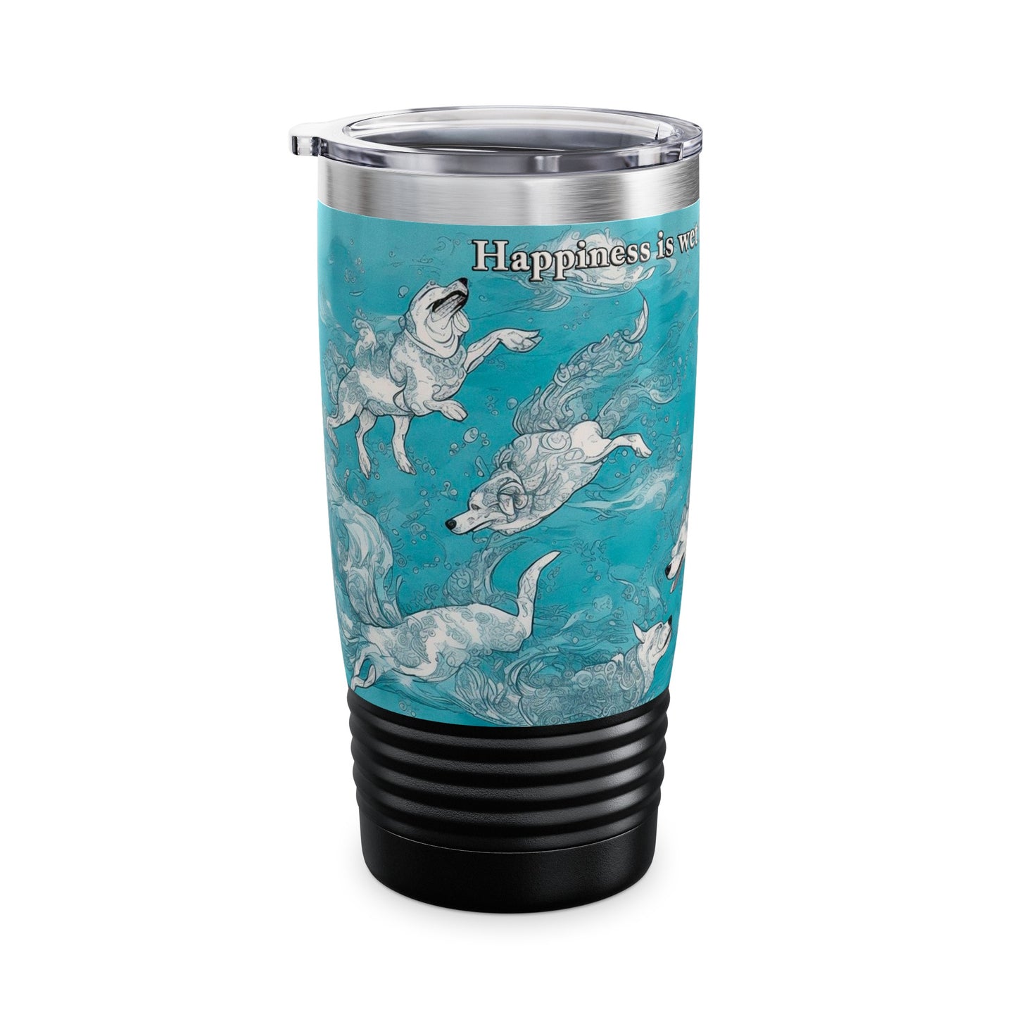 HAPPINESS IS WET FUR AND WAGGING TAILS - Ringneck Tumbler, 20oz