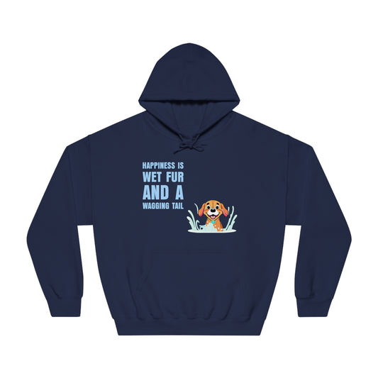 HAPPINESS IS WET FUR AND WAGGING TAILS - Unisex DryBlend® Hooded Sweatshirt