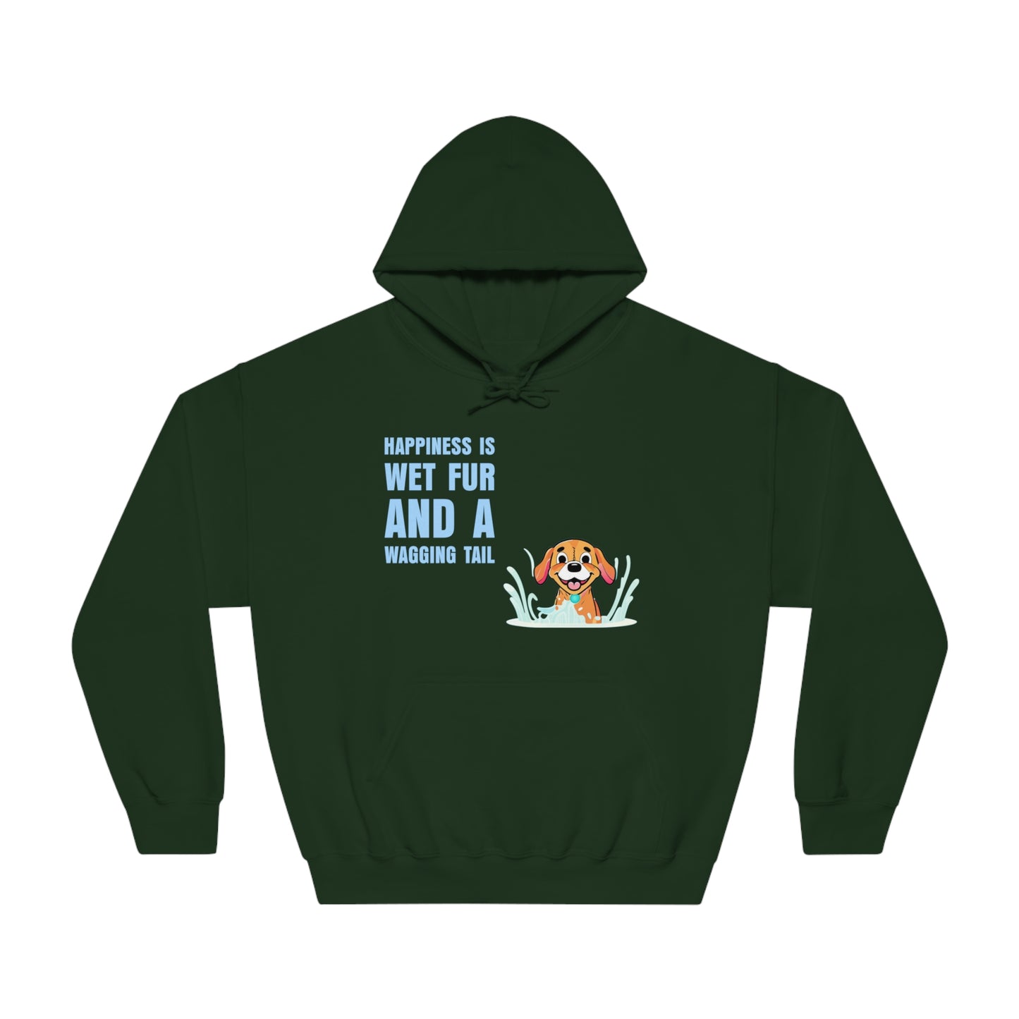 HAPPINESS IS WET FUR AND WAGGING TAILS - Unisex DryBlend® Hooded Sweatshirt