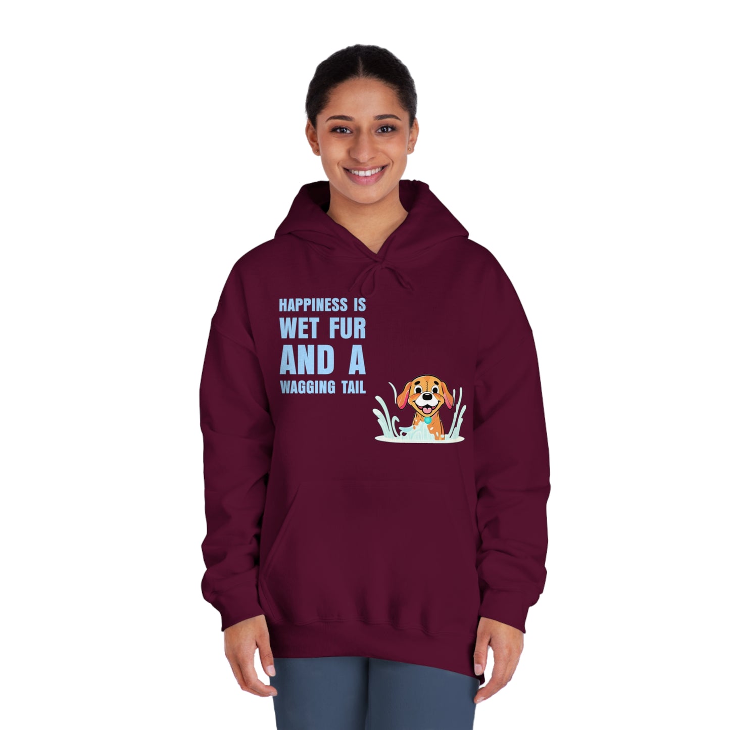 HAPPINESS IS WET FUR AND WAGGING TAILS - Unisex DryBlend® Hooded Sweatshirt