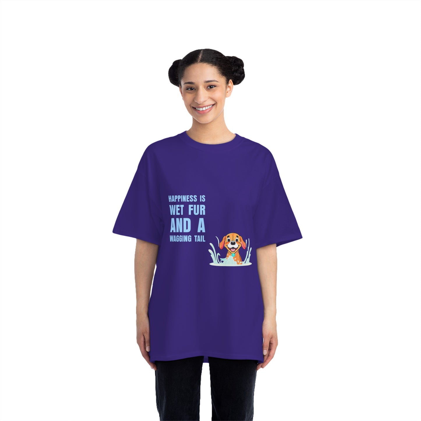 HAPPINESS IS WET FUR AND WAGGING TAILS  - Beefy-T®  Short-Sleeve T-Shirt