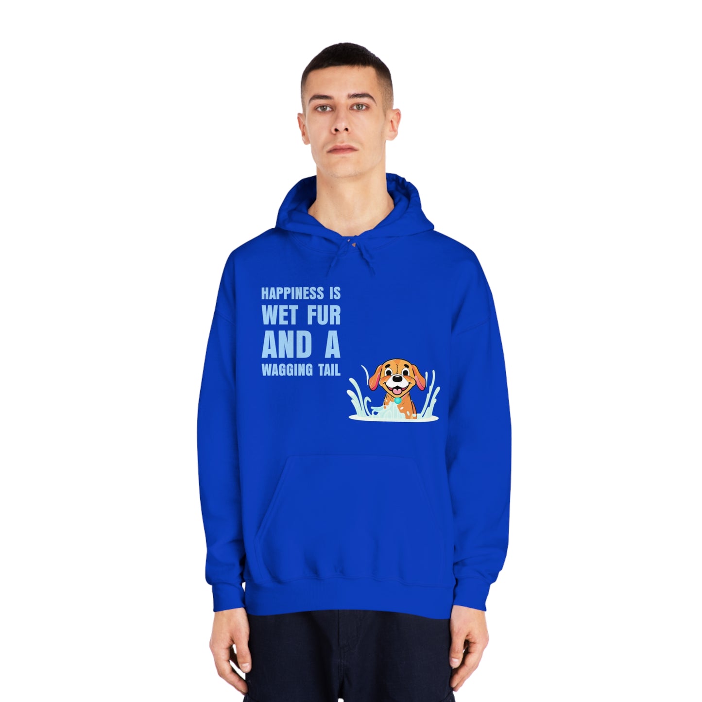HAPPINESS IS WET FUR AND WAGGING TAILS - Unisex DryBlend® Hooded Sweatshirt