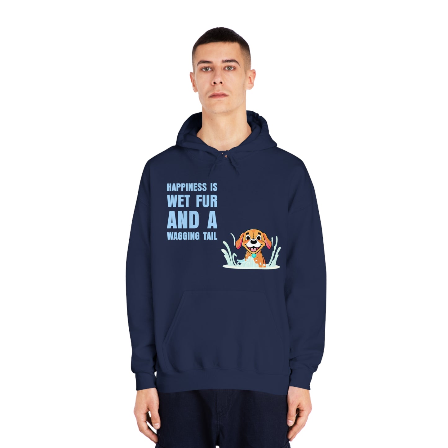 HAPPINESS IS WET FUR AND WAGGING TAILS - Unisex DryBlend® Hooded Sweatshirt